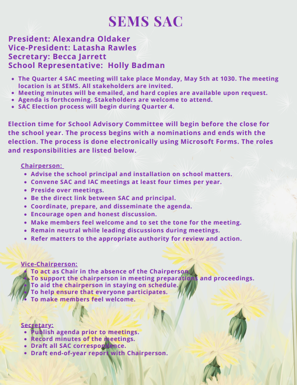School Advisory Committee Information